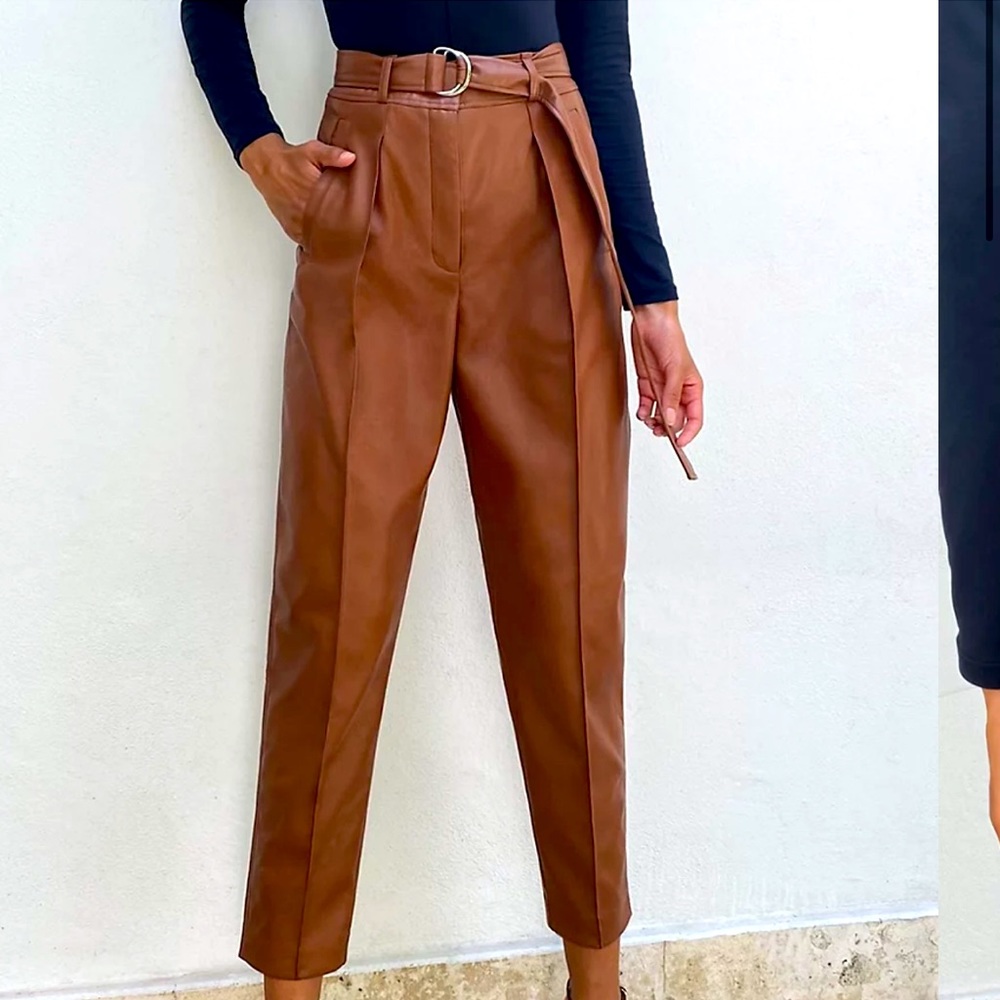 Aritzia Babaton Vegan Leather Belted Pants trousers 00